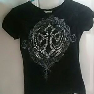 Black jeweled t-shirt